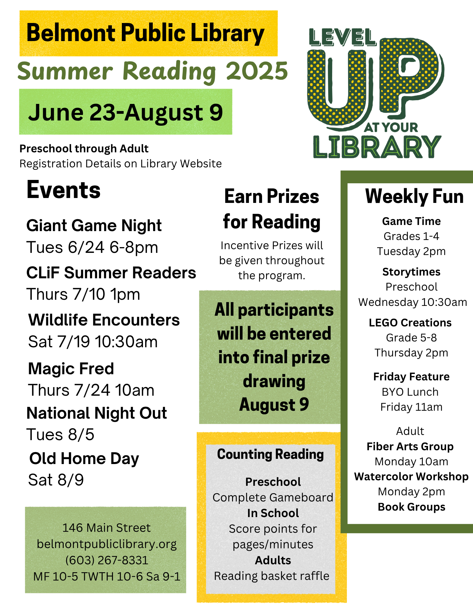 Summer Reading Calendar 