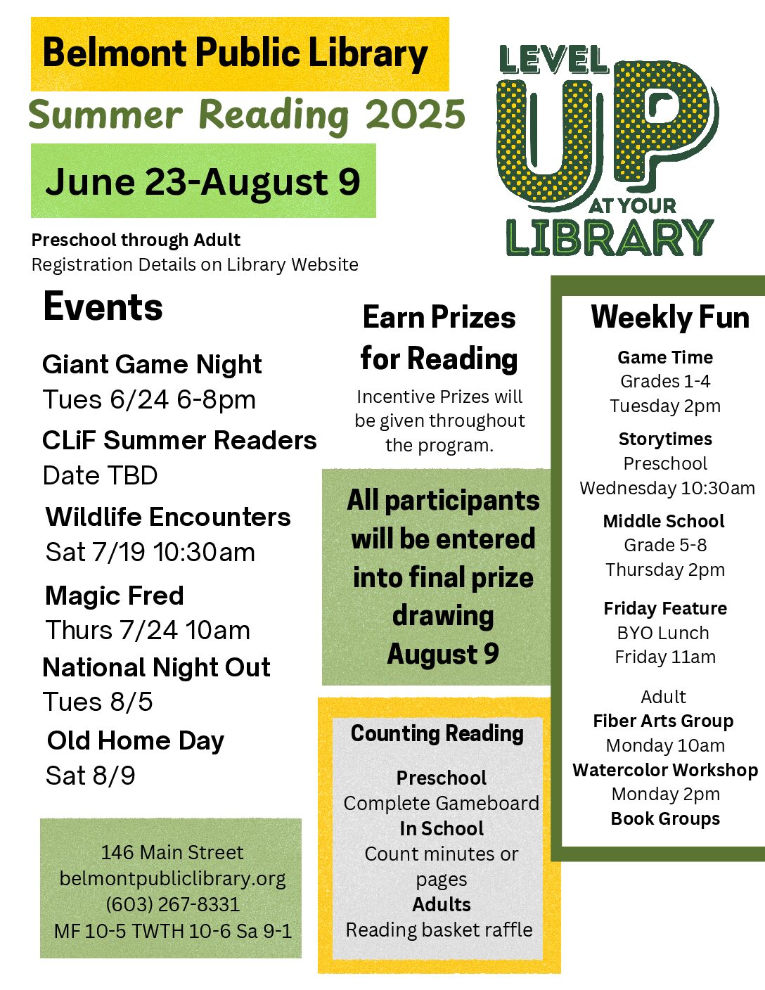 Level Up at Your Library Summer Reading 2025 - Belmont Library